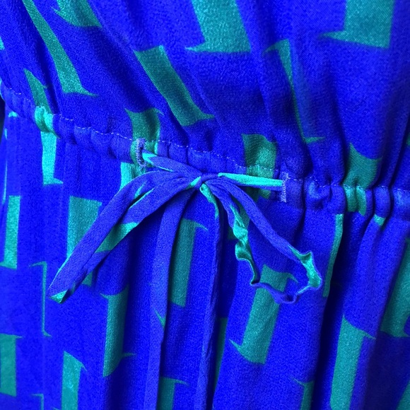 DVF Silk Blue and Green Women's Dress Size 2 - Picture 5 of 10